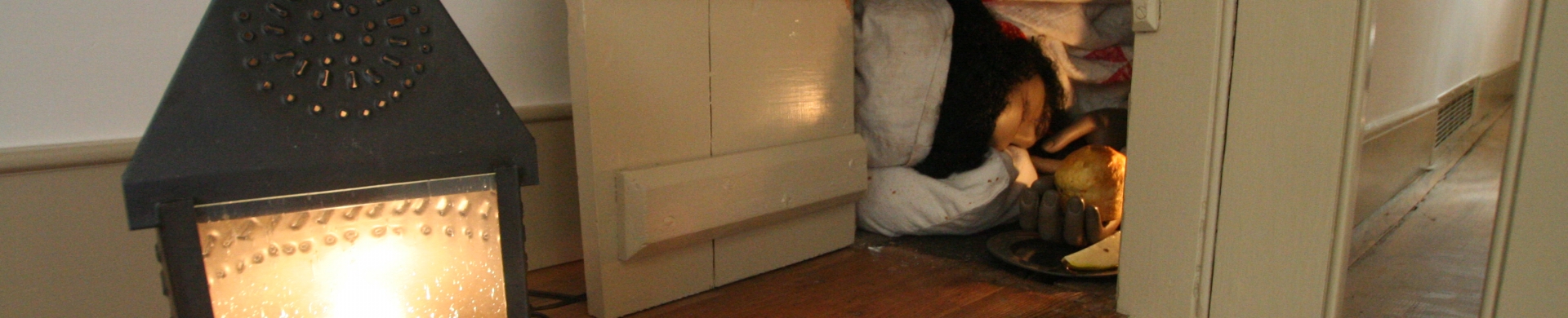 Runnaway slave Sam hides in the attic of the Corbit-Sharp House