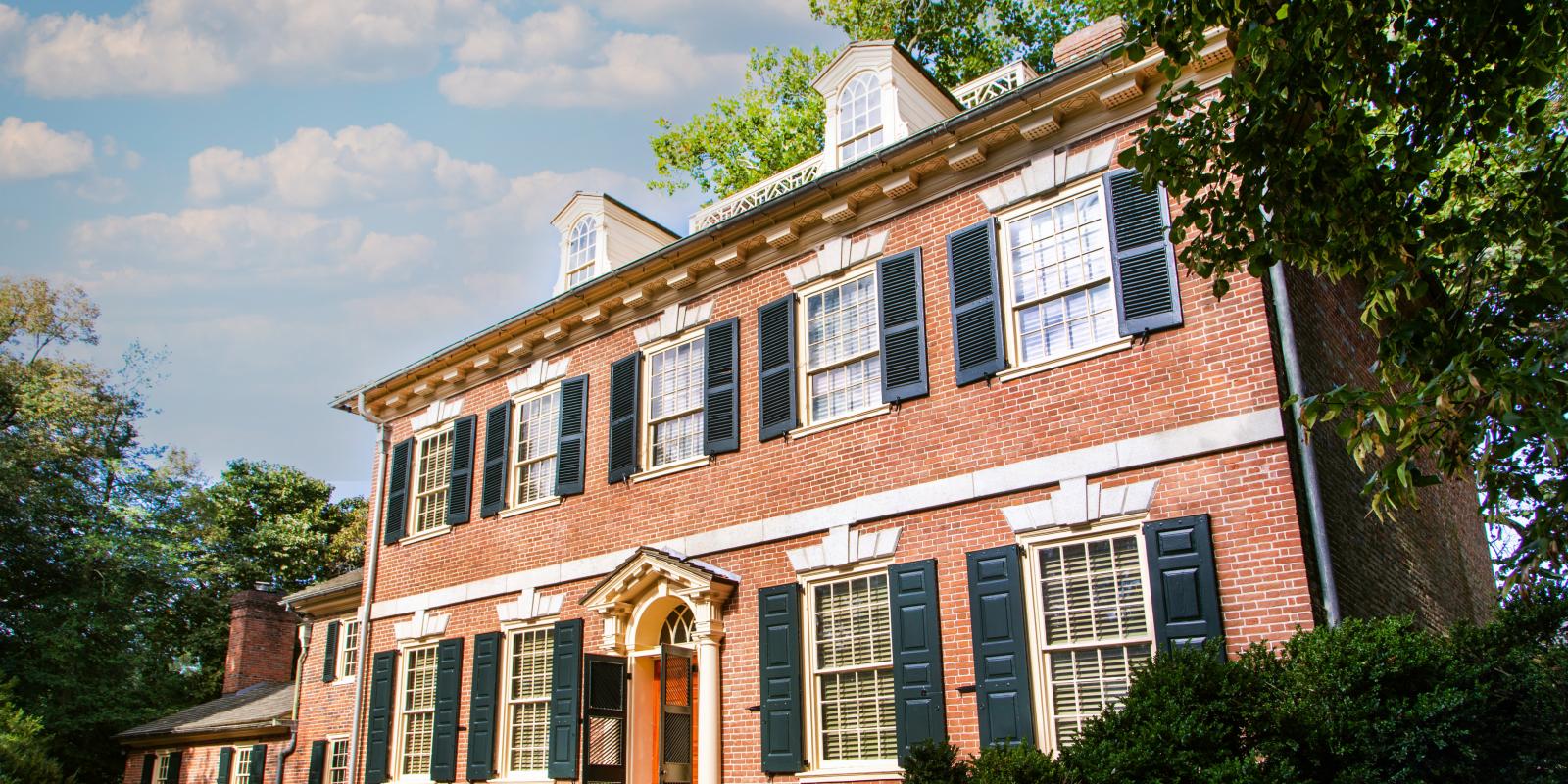 Sun shining on the Corbit-Sharp House